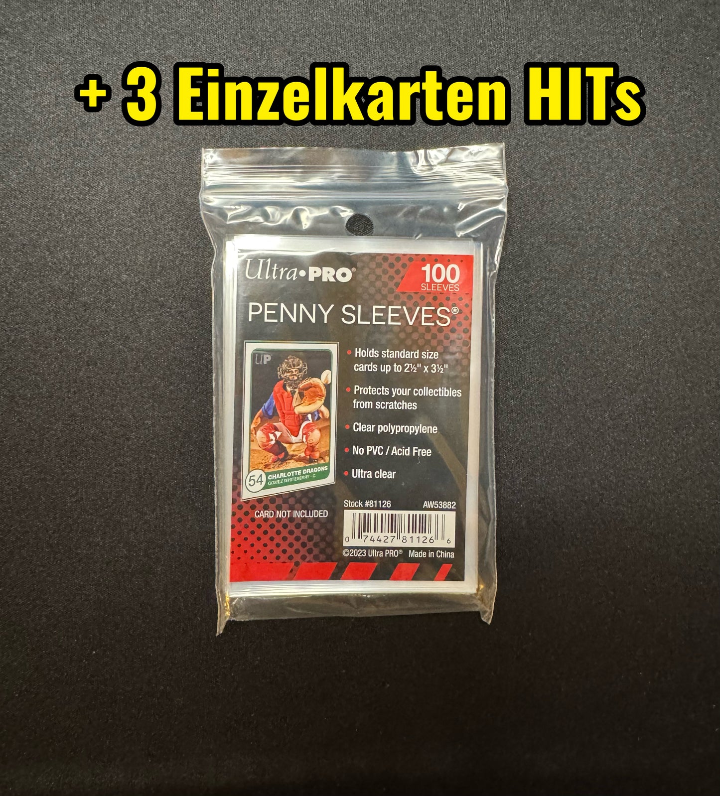 Ultra Pro 100 Penny Sleeves + 3 Einzelkarten EX/V/Vstar/SR/AR